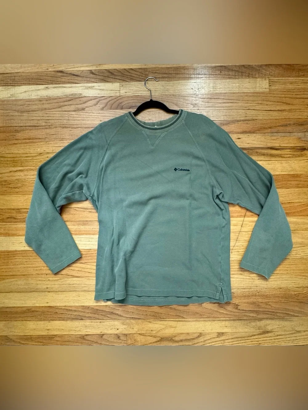 Vintage Columbia Sportswear Olive Waffle Knit Thermal Crewneck
